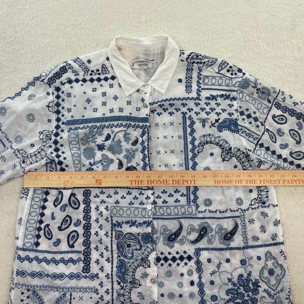 Johnny Was Workshop Vanya Oversized Embroidered Button Down Shirt Size M - Picture 7 of 8